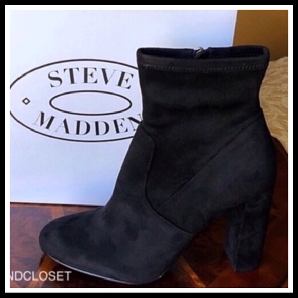 STEVE MADDEN BLACK BOOTIES STRETCH ANKLE BOOTS A3C - Picture 5 of 8